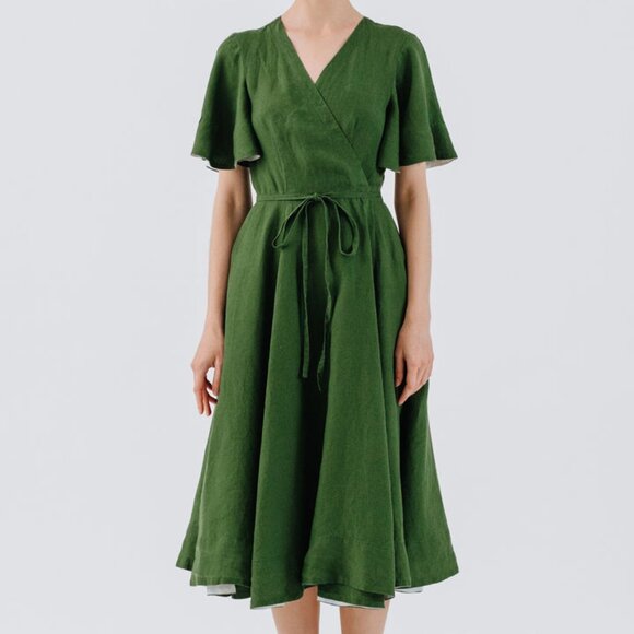 Son de Flor linen wrap dress - Picture 3 of 4